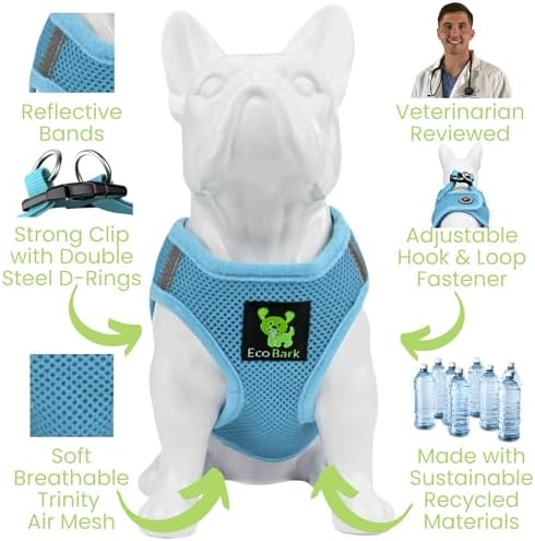 EcoBark Fully Adjustable Double Padded Step in Dog Harness, Sky Blue, XS - Image 4