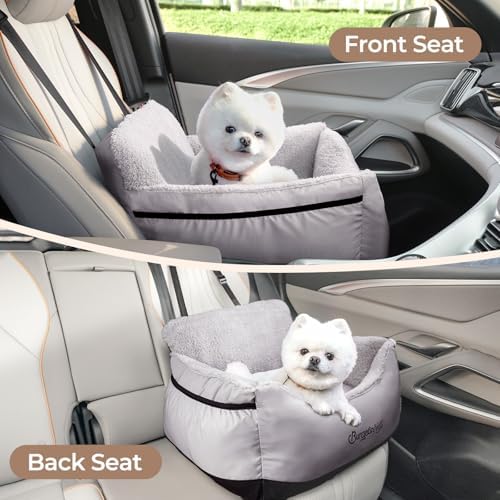 BurgeonNest Dog Car Seat for Small Dogs & Cats Under 25 lbs, Black Grey - Image 3