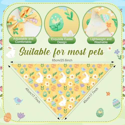 Weewooday 50 Pcs Easter Dog Bandanas Bulk with Bunny Rabbit Egg Carrot Pattern Soft Bibs Adjustable Triangle Pet Scarf Bowtie for Small Medium Large Costume Grooming(25.6 x 17.7 x 17.7 Inch) - Image 3