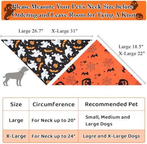 Vivifying 2 Pack Halloween Dog Bandanas, Spooky and Pumpkins Pattern - Image 2