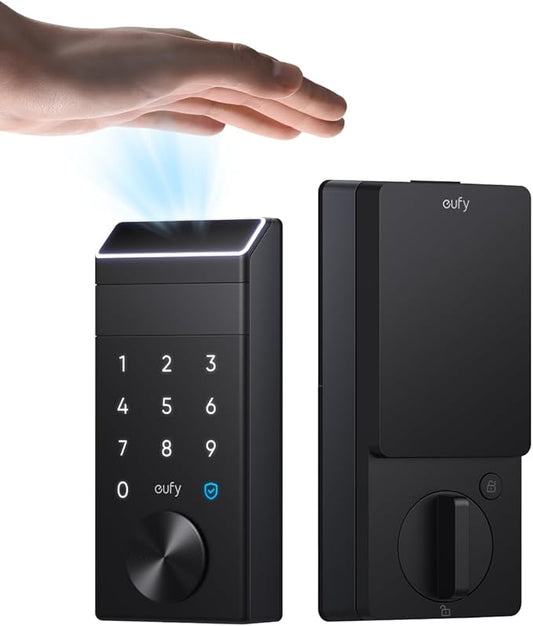 eufy Security Smart Lock FamiLock E34 with Palm Vein Recognition, Keyless Entry Door Lock for Front Door, Wi-Fi Keypad Deadbolt, ANSI/BHMA Grade 1, Auto Lock, IP65 Waterproof, No Monthly Fee by Unknown