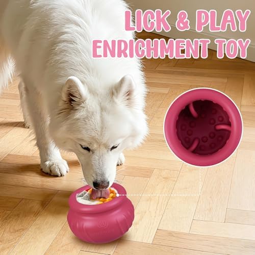 Wobbly Dog Enrichment Lick Toy, Stuffable Frozen Lick Bowl to Keep Dogs Busy, Long-Lasting Interactive Treat Dispensing Dog Toy, Silicone Fetch Catch Chew Toy(Rose,S) - Image 5