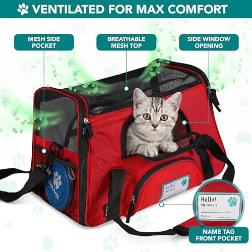 PetAmi Airline Approved Pet Carrier for Cats & Small Dogs, Small, Red - Image 3