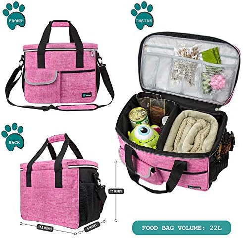 PetAmi Dog Travel Bag Organizer, Pet Supplies Tote Diaper Bag, Pink Medium - Image 2