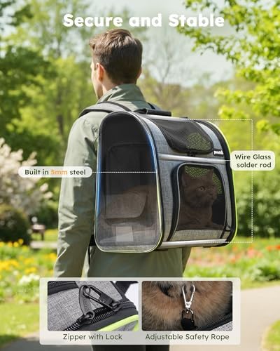 pecute Cat Backpack Expandable, Cat Carrier Backpack with Breathable Window - Image 5