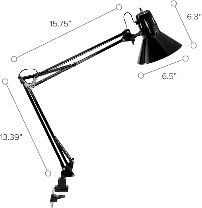 Bostitch Office VLF100 LED Swing Arm Desk Lamp with Clamp Mount, 36" Reach, Includes LED Bulb,Black - Image 9