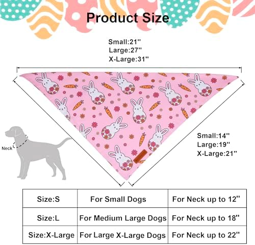 ADOGGYGO Easter Dog Bandana, Pink Bunny Scarf, Premium Durable Fabric, Adjustable Fit Female Pet Easter Bandanas for Small Dogs (Small) - Image 4