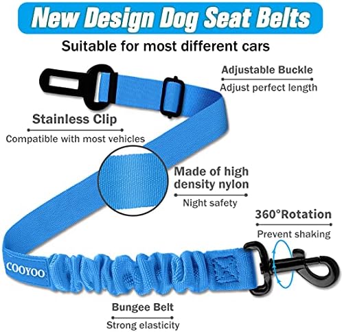 COOYOO Dog Seat Belt,3 Piece Set Retractable Dog Car Harness Adjustable for Vehicle Nylon Pet Safety Heavy Duty & Elastic - Image 3