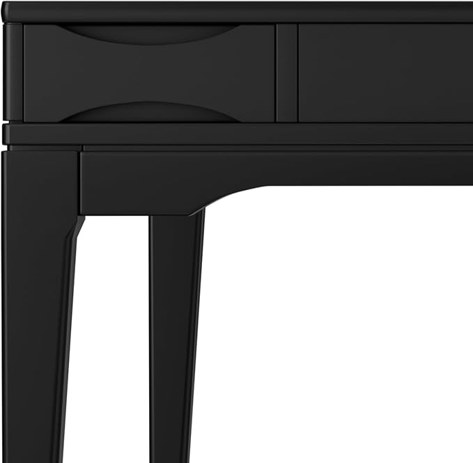 SIMPLIHOME Harper Small Desk - 48 inch Wide Solid Hardwood Writing Desk in Black, Mid-Century Modern Home Office Table for Study or Work with 2 Drawers and Flip-Down Keyboard Tray - Image 8