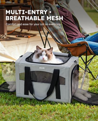 Pecute Cat Carrier Stable, Pet Carrier with Privacy Partition,Gray - Image 5