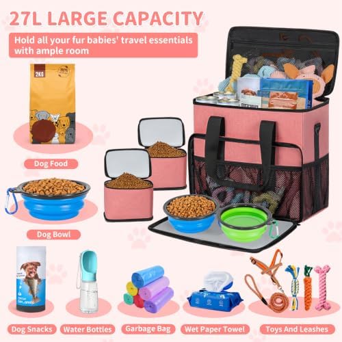 TORIBIO Large Dog Travel Bag for Supplies with Food Bowl - Image 2