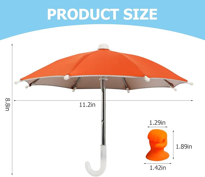 Phone Umbrella Stand, Sun Shade Mini Umbrella for Cell Phone with Adjustable Fist Style Suction Cup, Universal Anti-Glare Sun Visor for Outdoor - Image 2