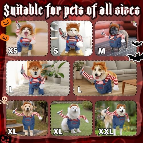 T2Y Dog Halloween Costumes, Chucky Dog Costume for Small Dog - Image 2