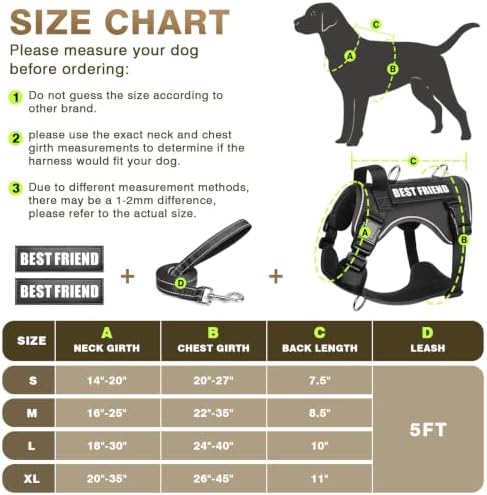 WINSEE No Pull Tactical Dog Harness with Leash Set with 2 Patches - Image 6