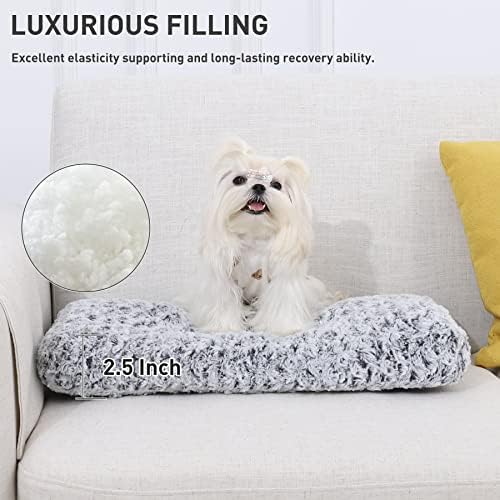 KSIIA Washable Dog Bed Small Dog Crate Bed Deluxe Plush Mat 21"x13" Gray - Image 3