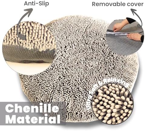 Muddy Mat® Cloud K-9 Bed for Dogs & Cats, Soft & Relaxing Donut Dog Bed, Chenille Material, Removable Cover, Washable & Dryer Safe–Beige Large(40'x40') - Image 2
