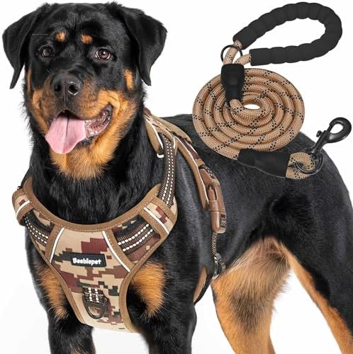 Beebiepet Tactical No Pull Dog Harness with Leash, Large, Desert Camo by Beebielove