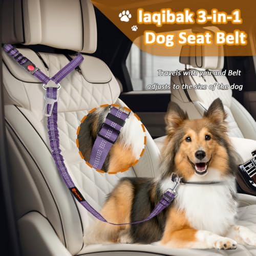 Laqibak Removable Dog Seat Belt Harness for Car, 3 in 1 Pet Seatbelt Leash - Image 2