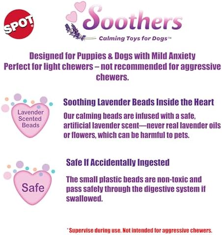 SPOT Soothers Warm Hug Bone - Calming Plush Dog Toy with Lavender Scented Beads, Removable Squeaker, Microwavable Warming Pouch, Separation Anxiety Relief, for Small to Medium Dogs and Puppies, 9in - Image 2