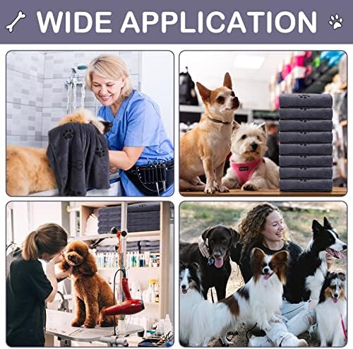 Chumia 8 Pcs Dog Towel for Drying, 18 x 28 Inch, Dog Paw and Bone, Gray - Image 4