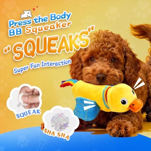 lilfrd Duck Dog Toy, Crinkle Squeaky Plush Interactive Chew Toy for Dogs - Image 2