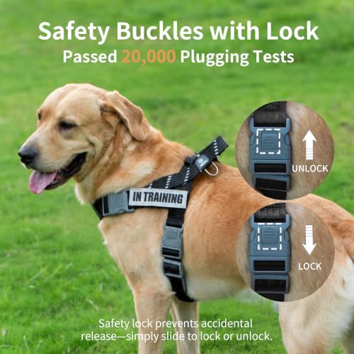 No Pull Dog Harness and Leash Set, Australian Dog Harness, Service Dog Harness with Handle and 4 Reflective Patches, Adjustable Training Vest for Small, Medium and Large Dogs (Black,XS) - Image 6