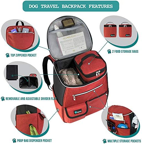 PetAmi Dog Travel Backpack 27L Airline Approved Pet Supplies Bag, Red - Image 3