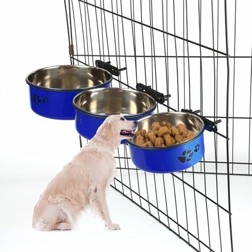 2Pcs Dog Crate Water Food Bowls No Spill Stainless Kennel Bowls 25 & 34 OZ - Image 5