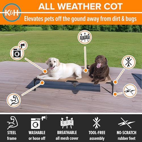K&H Outdoor Elevated Dog Bed for Large & Extra-Large Pets, Tan, XL 50x32in - Image 2