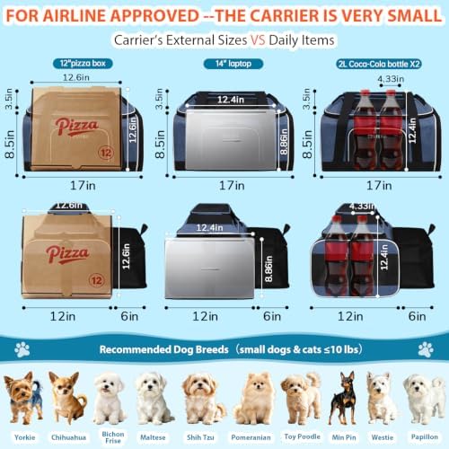 Petskd Top and Side Expandable Small Pet Carrier Airline Approved, Blue - Image 4
