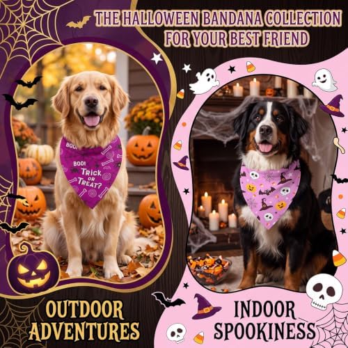 Weewooday 50 Pcs Halloween Dog Bandanas Bulk for Large Pets Charm Grooming - Image 2