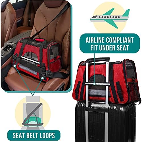 PetAmi Airline Approved Pet Carrier for Cats & Small Dogs, Small, Red - Image 6