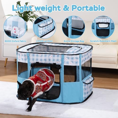 XRG Foldable Pet Playpen,Indoor Cat cage Puppy Crates L(35.4"x27.6"x23.6") - Image 6