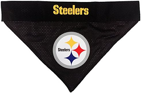 NFL DOG BANDANA - PITTSBURGH STEELERS REVERSIBLE PET BANDANA. 2 Sided Sports Bandana with a PREMIUM Embroidery TEAM LOGO, Small/Medium. - 2 Sizes & 32 NFL Teams available - Image 3