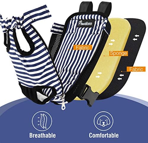 Pawaboo Pet Carrier Backpack, Adjustable Pet Front Cat Dog Carrier Backpack Travel Bag, Legs Out, Easy-Fit for Traveling Hiking Camping for Small Medium Dogs Cats Puppies, XL, Blue & White Stripes - Image 5