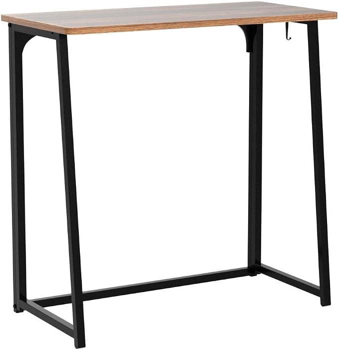 WOHOMO Folding Desk, 31.5" Foldable Computer Table for Small Spaces, Walnut | Easy Assembly and Fold, Sturdy Home office desks for Study Bedroom Dorm Space Saving Writing Work Apartment - Image 5