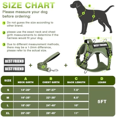WINSEE No Pull Tactical Dog Harness with Leash Set with 2 Patches - Image 6