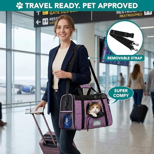 PetAmi Airline Approved Pet Carrier Cats & Small Dogs, Large Heather Purple - Image 5