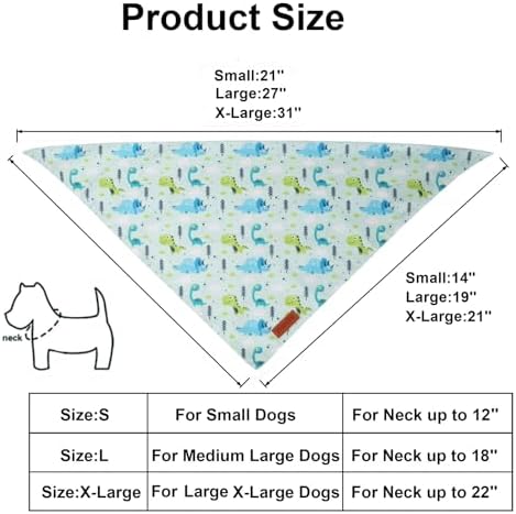 PTDECOR Dinosaurs Dog Bandana, White Green Cute Dinosaurs Pet Scarf, Small - Image 4