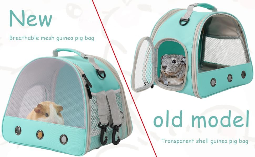 Breathable Guinea Pig Carrier Backpack with Nylon Mesh Window Portable Carrier for Guinea Pig, Bunny Bearded Dragon Bird Chinchilla Ferret Travel Outdoor - Image 2
