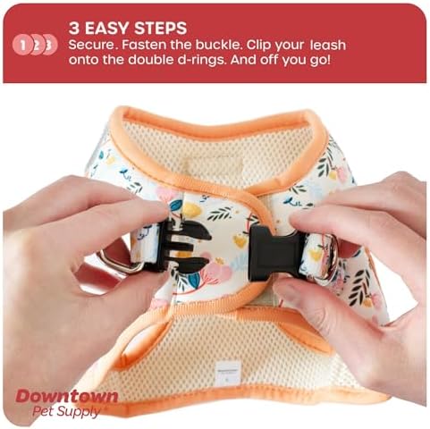 Downtown Pet Supply Step-in Dog Harness – No Pull, Adjustable Padded Mesh with Reflective Trim, Secure Buckle Strap – Comfortable & Breathable Small Dog Harness, Medium, Floral - Image 5