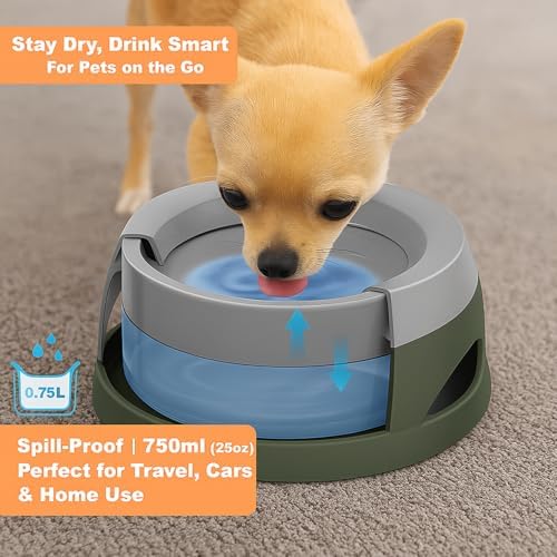 Dog Water Bowl (25oz),No Spill Water Bowl for Dogs and Cats,Water Bowl Dispener for Travel and Home,No Messy Splashes, Spilling or Drips for Dogs & Cats - Image 3