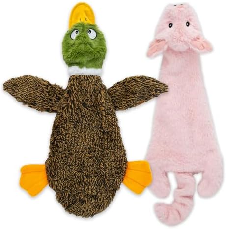 Best Pet Supplies 2-in-1 Stuffless Squeaky Dog Toy - Wild Duck, Pig, Large by BestPetSuppliesLLC