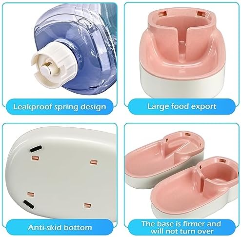 Automatic Dog Cat Feeder and Water Dispenser Gravity Food Feeder and Waterer Set with Pet Food Bowl for Small Medium Dog Puppy Kitten, Large Capacity 1 Gallon x 2(Pink) - Image 5