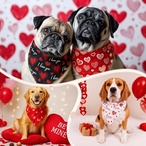 Weewooday 50 Pcs Valentine's Day Dog Bandanas Bulk for Dogs Soft Bibs Adjustable Triangle Heart Lips Bandana for Small Medium Large Pet Costume(Valentine, 25.6 x 17.7 x 17.7 Inch) - Image 6
