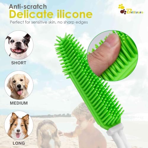 2 Pack Dog Grooming Bath Brush, Premium Soft Silicone Pet Brushes with Handle, Shampoo Soothing Comb for Wet Dry Long Short Haired Dogs & Cats Massaging, Deshedding Shower Scrubbing - Image 5