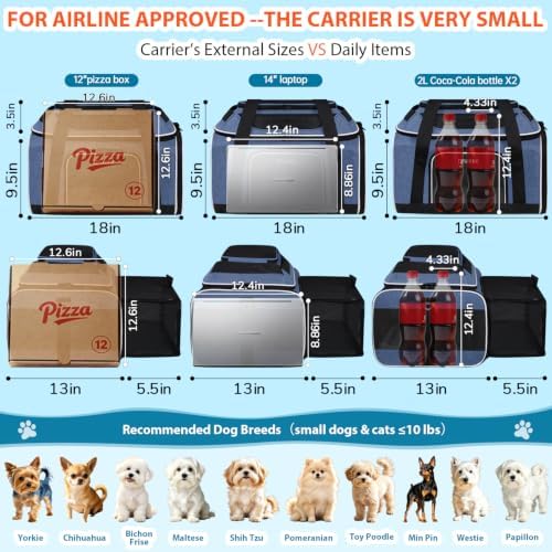 Petskd Top and Side Expandable Small Pet Carrier Airline Approved, Blue - Image 4