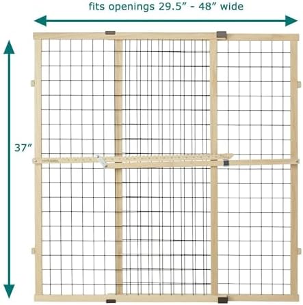 MYPET Wire Mesh Dog Gate: 29.5"-40" Wide, Pressure Mounted with No Tools; Expandable, Durable Pet Gates for Doors and Hallways, 37" Tall, Made with Sustainable Hardwood - Image 3