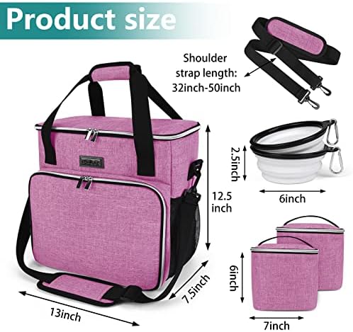 BAGLHER Dog Travel Bag, Pet Travel Bag (ALL Pet Travel Supplies), With 2 Pet Food Containers and 2 Collapsible Silicone Bowls; Essential Kits for Pet Travel Pink - Image 3