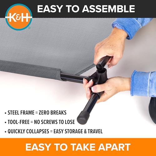 K&H Outdoor Elevated Dog Bed for XL & Giant Pets, Gray, Jumbo 56x38in - Image 5